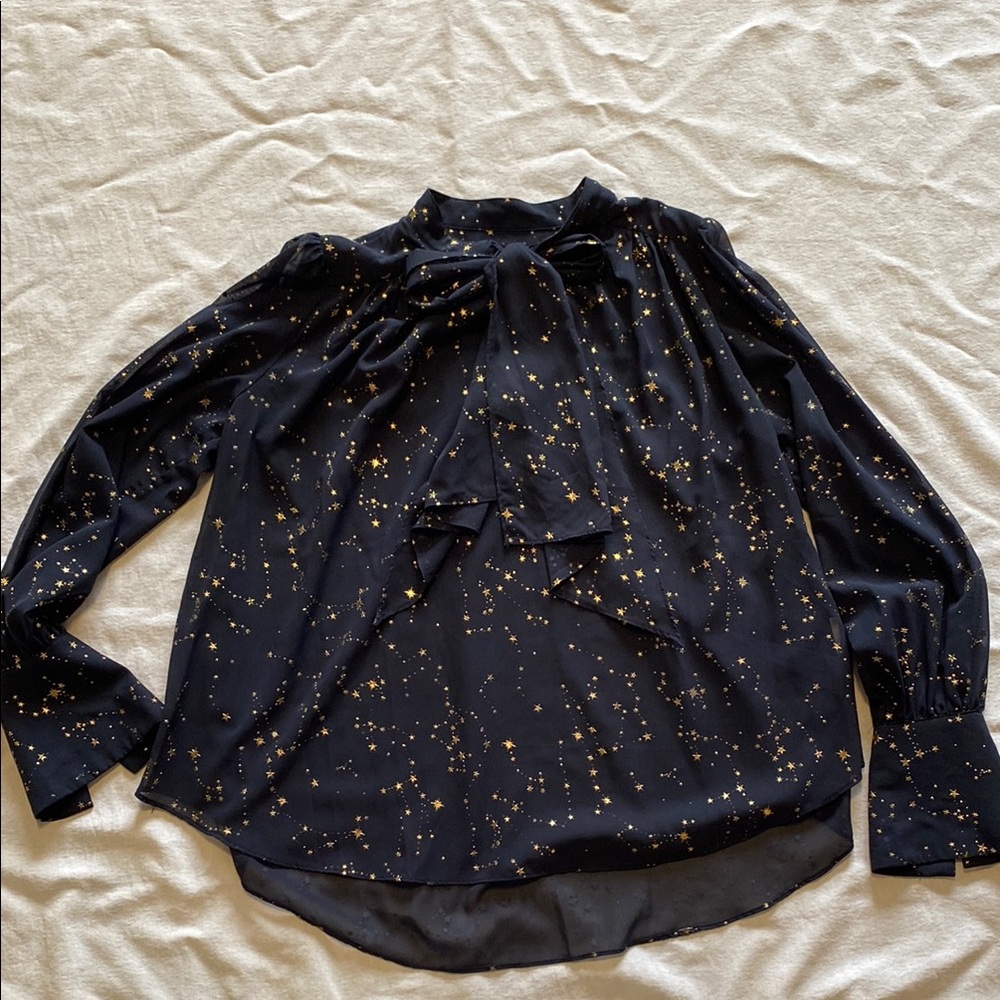 Judith March Navy and Gold Starry Sheer top small